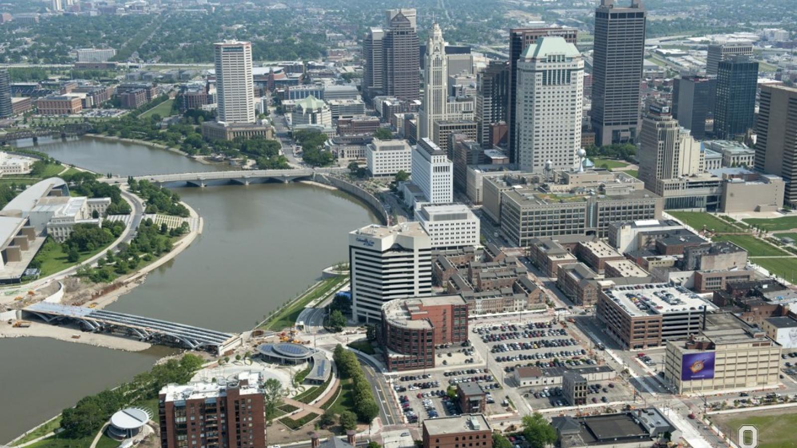 Aerial view of downtown Columbus